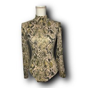 Guess Jaycee Snakeskin Mockneck Bodysuit